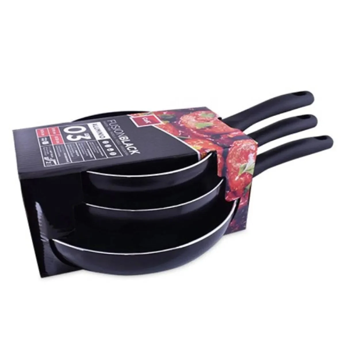 Set 3 Sartenes Cok Fusion Noir 18+20+24 cm