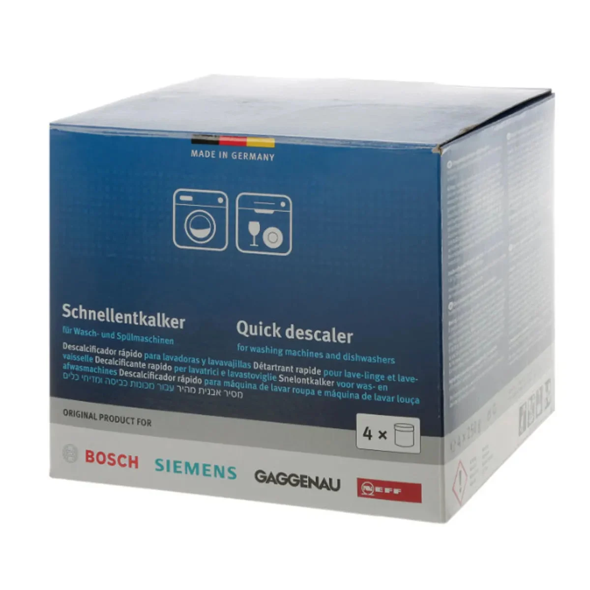 Détartrant nettoyant pour lave-linge et lave-vaisselle Bosch 00311922, lot de 4 unités
