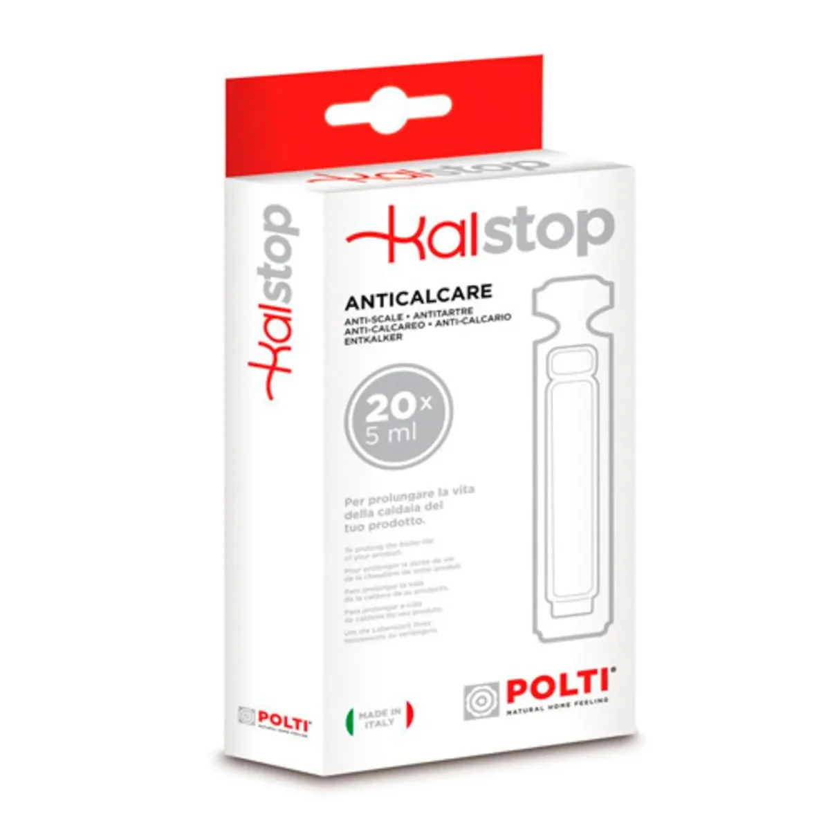 Antical Polti Kalstop TP 2000 - Boîte de 20 ampoules détartrant pour nettoyeur vapeur