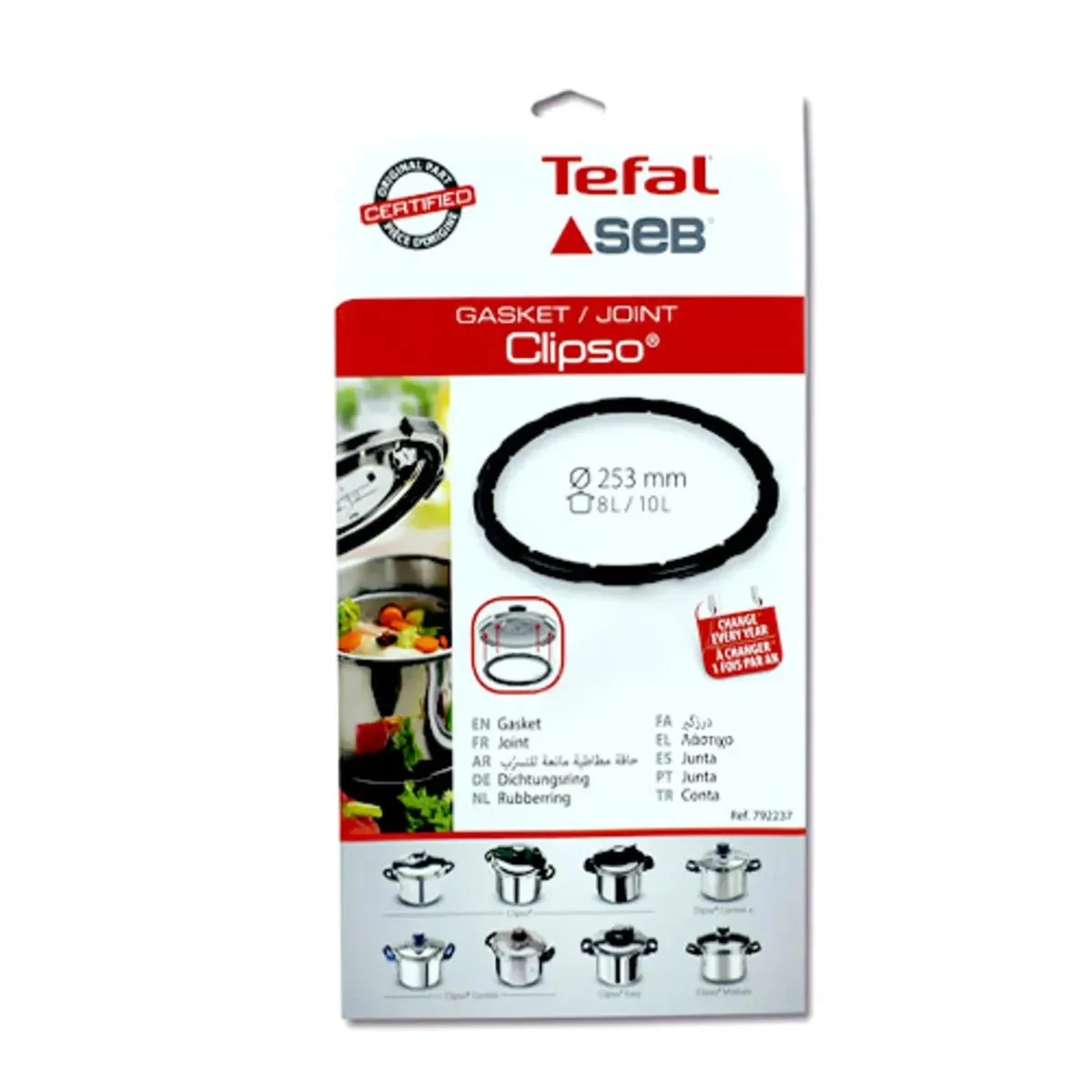 Joint caoutchouc autocuiseur Calor Clipso 8L - 10L 792237