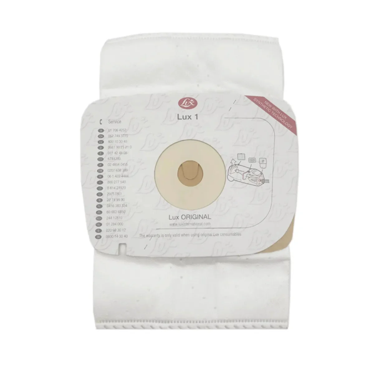 Sacs pour aspirateurs Lux modèles Lux 1, D820 LUX180