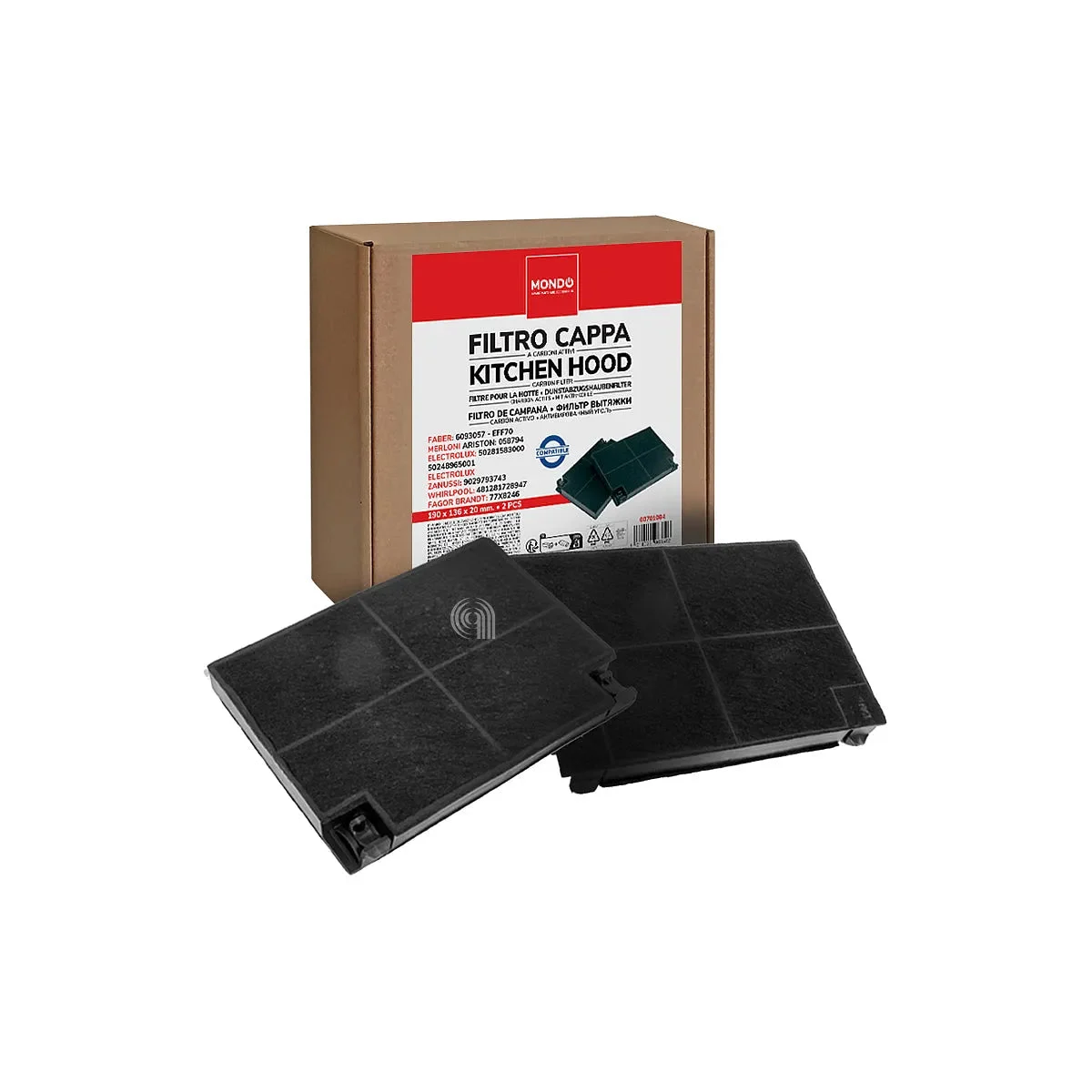 FABER, ARISTON, ELECTROLUX, WHIRLPOOL, BEKO, INDESIT, ZANUSSI, BRANDT - Filtre à charbon pour hotte aspirante - AST-00701084