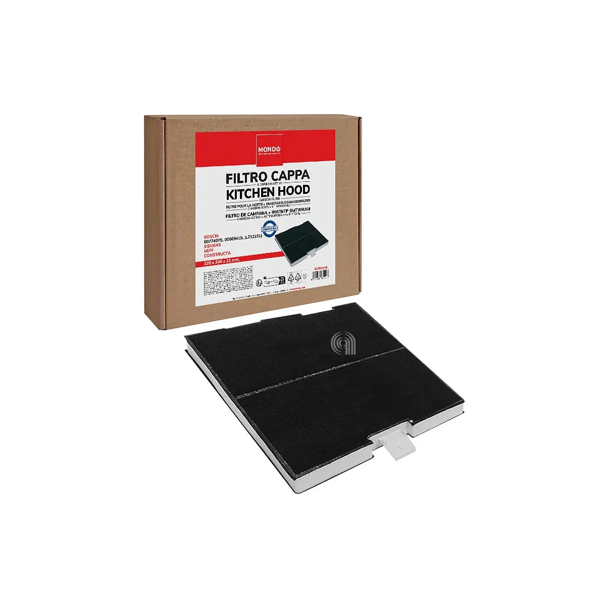 BOSCH SIEMENS CONSTRUCTA NEFF - Filtre à charbon rectangulaire pour hotte aspirante - 00744075