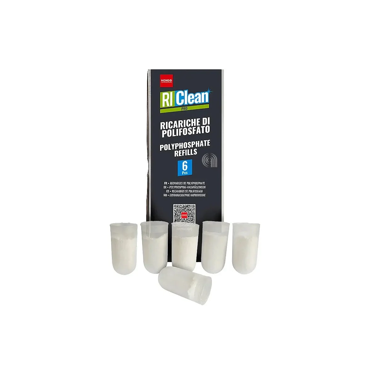 ensemble de 6 recharges polyphosphate RicLean Mondo pour chaudières