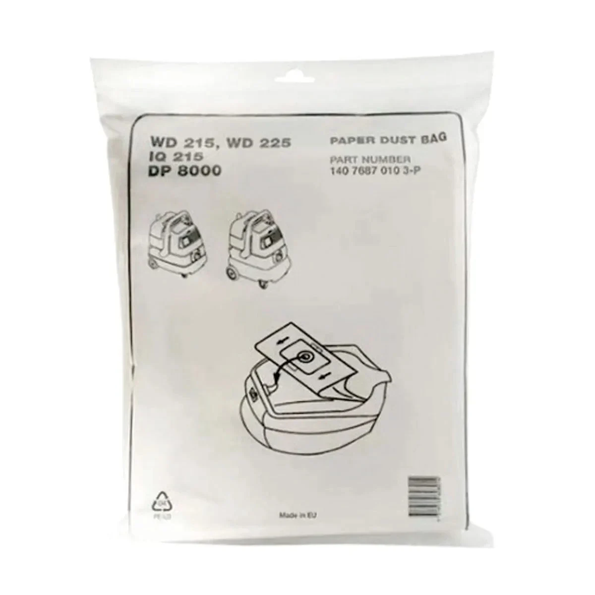 Sac pour Aspirateur Nilfisk Lux DP8000 1470745010 - Pièce de Rechange Originale