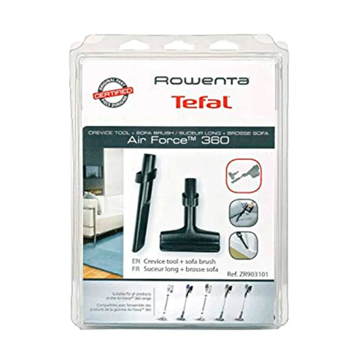 Ensemble d'accessoires de nettoyage de tissus d'ameublement Rowenta 360 All In One ZR903101