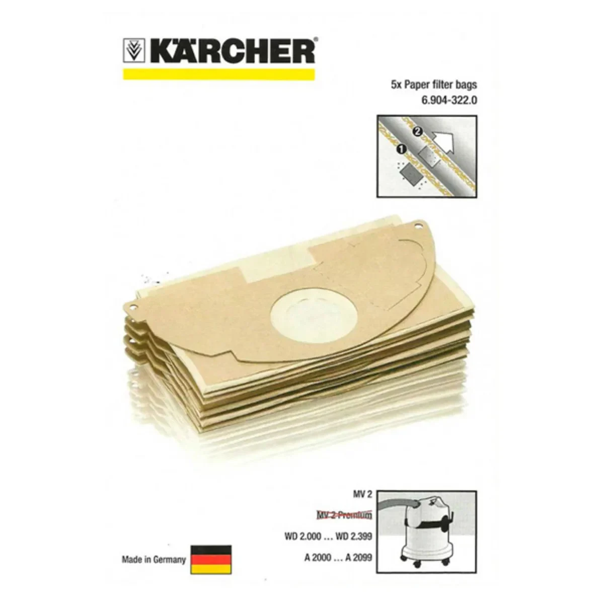Sacs d'aspirateur Kärcher 5 unités 6.904-322.0