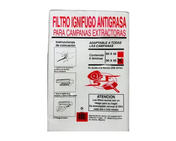 FILTRE EN PAPIER HOTTE ASPIRANTE 90x45 6U - STANDARD
