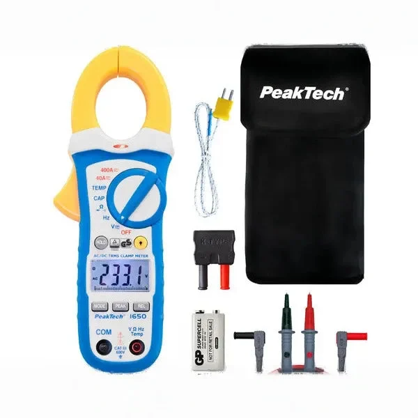Pince ampèremétrique TrueRMS 400A AC/DC pour mesure PEAKTECH P1650