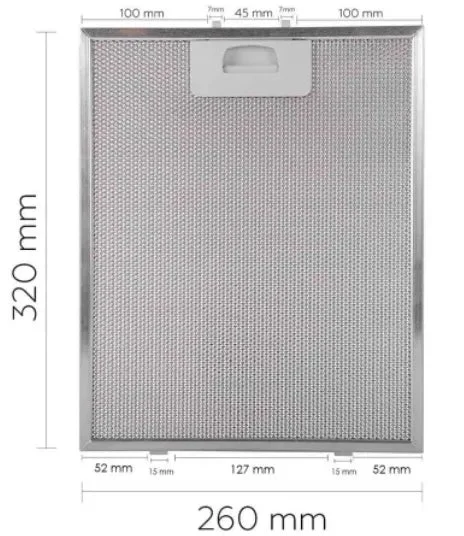 Filtre pour hotte aspirante Cata, Nodor 2800905 260 x 320 mm