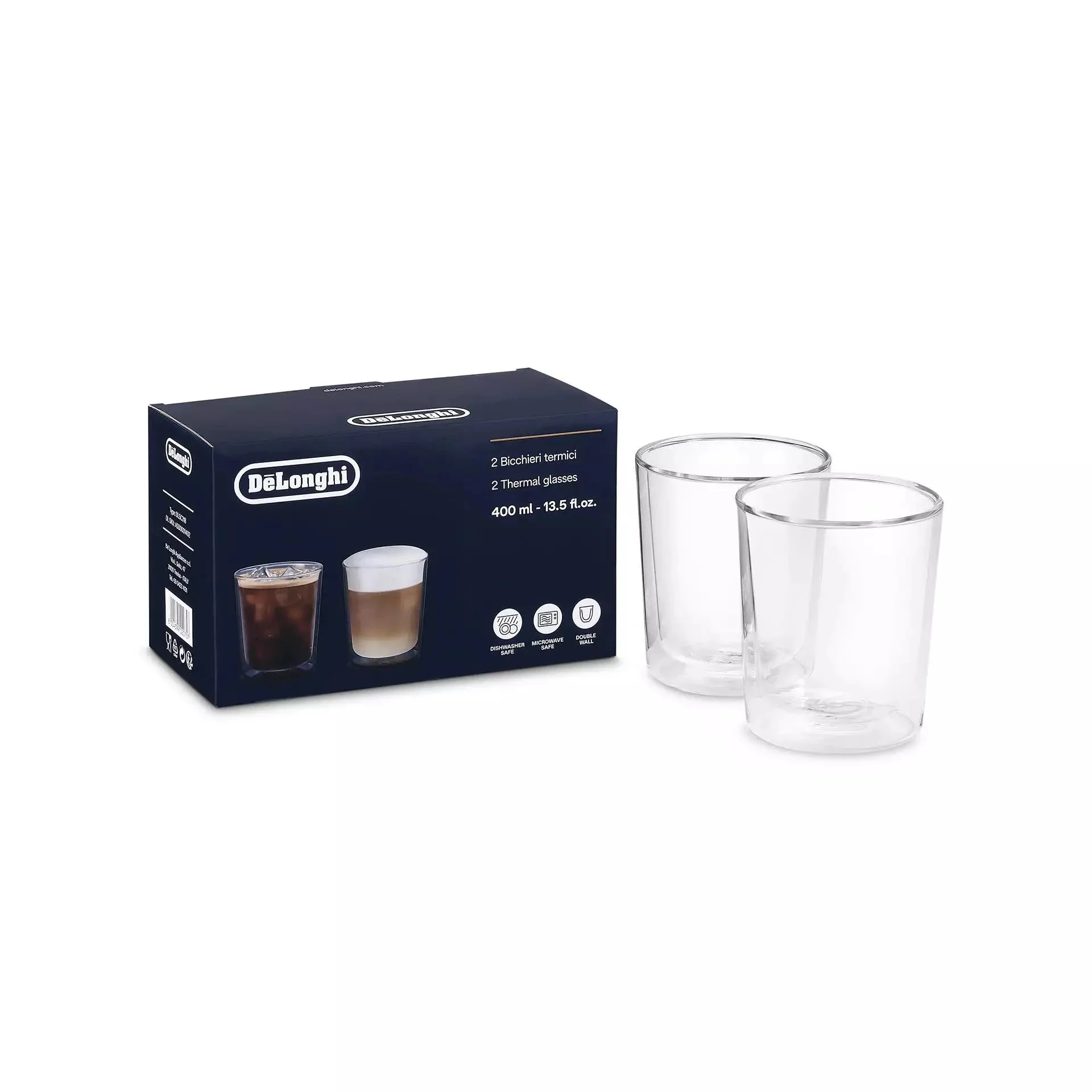 Verres thermiques à double paroi Delonghi, 400 ml, lot de 2 DLSC318