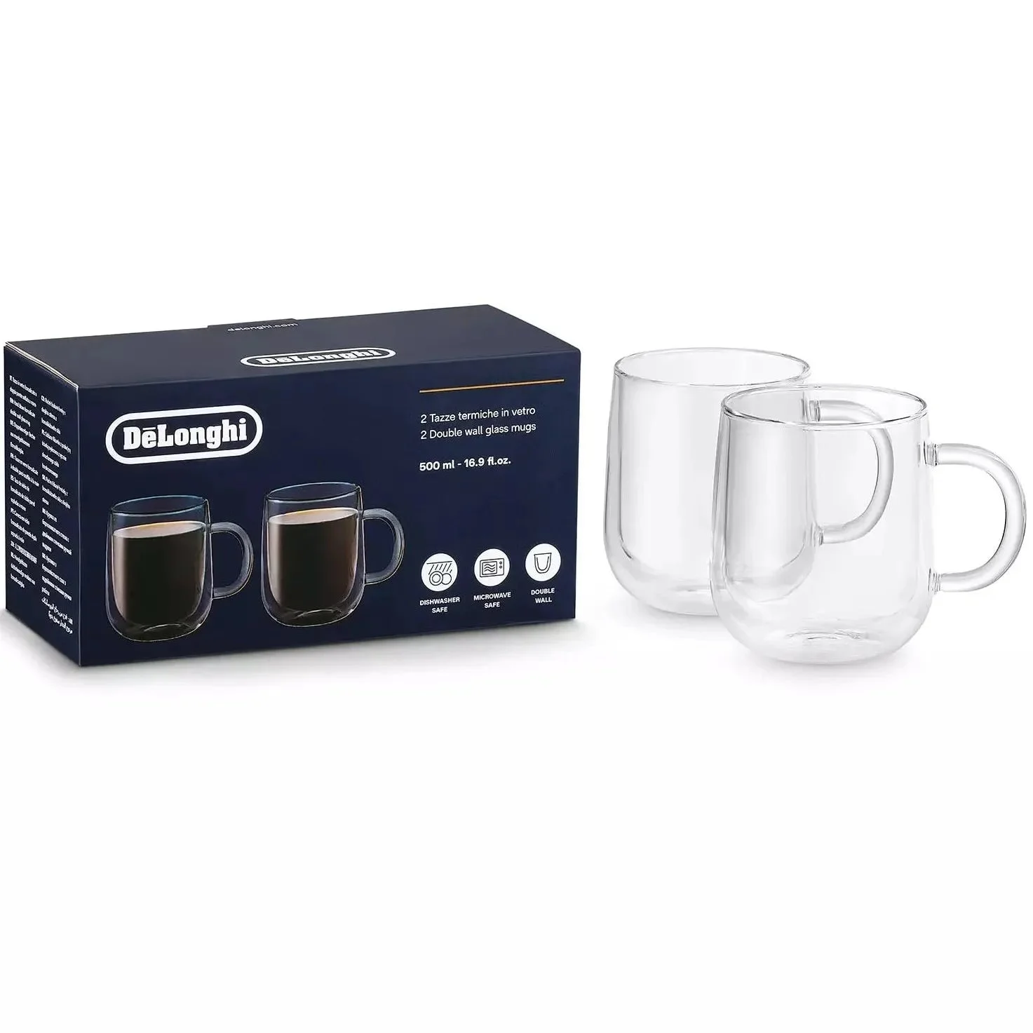 Verres en verre double paroi DeLonghi, 500 ml, lot de 2 DLSC327
