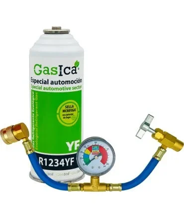 Gaz réfrigérant écologique GASICA YF - R1234yf + manomètre