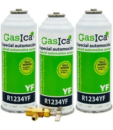 Pack 3 bouteilles gaz réfrigérant GASICA YF - R1234yf + clé de service