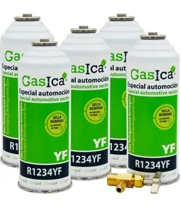 Pack 5 bouteilles gaz réfrigérant GASICA YF - R1234yf + clé de service