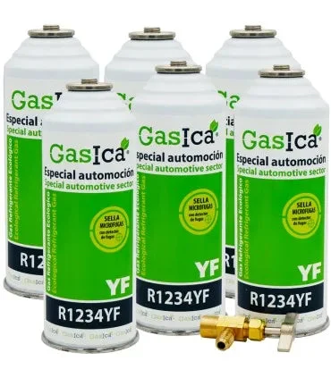Pack 6 bouteilles gaz réfrigérant GASICA YF - R1234yf + clé de service