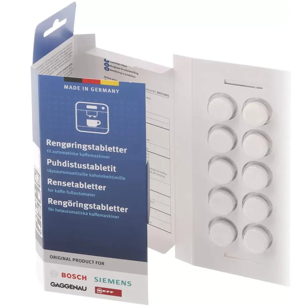 Pastilles détergentes pour cafetières et thermos Bosch, Siemens 00312545